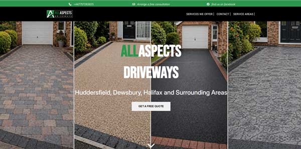 All Aspects Driveways Website built by AdBeYo Web Design Glasgow